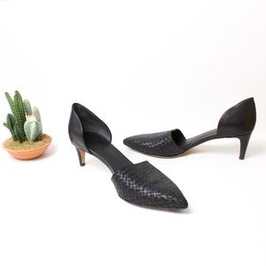 VINCE | Black Aurelian Woven d'Orsay Pump